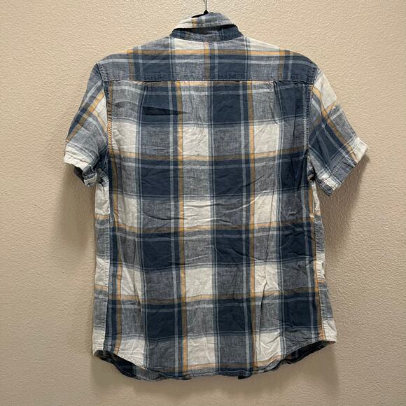 Merona Blue Plaid Button Up Shirt Casual Collared Button Down Size Small - Picture 8 of 8
